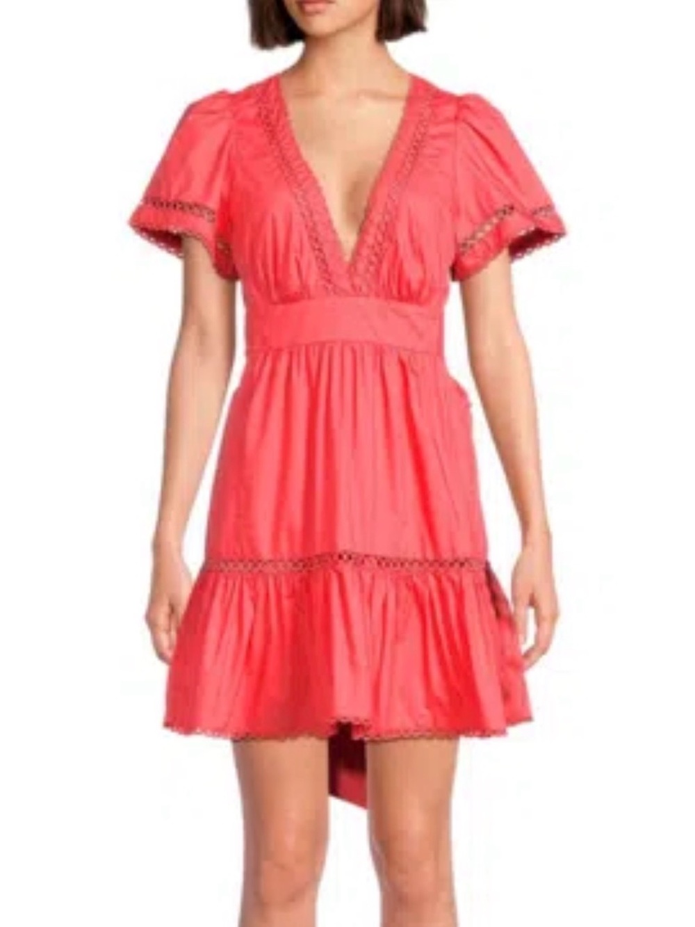 NWT Stellah Estellina New York Coral Cotton Eyelet Mini Dress Size M